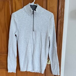 INC International Concepts Light Gray Zip-Up Sweater